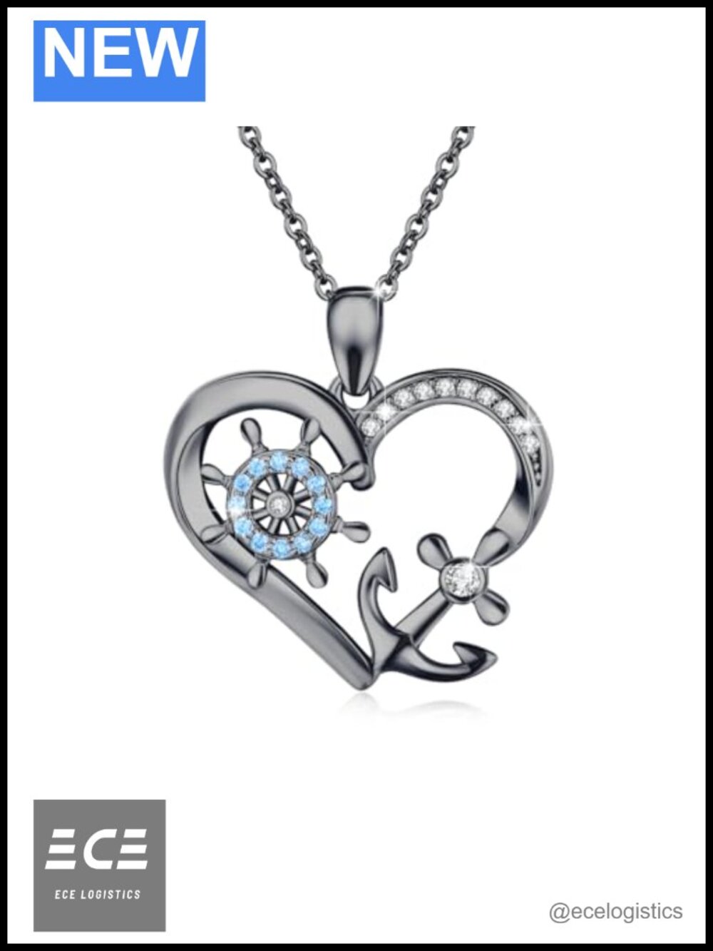 925 Sterling Silver Anchor Heart Pendant Necklace Nautical Jewelry Gift